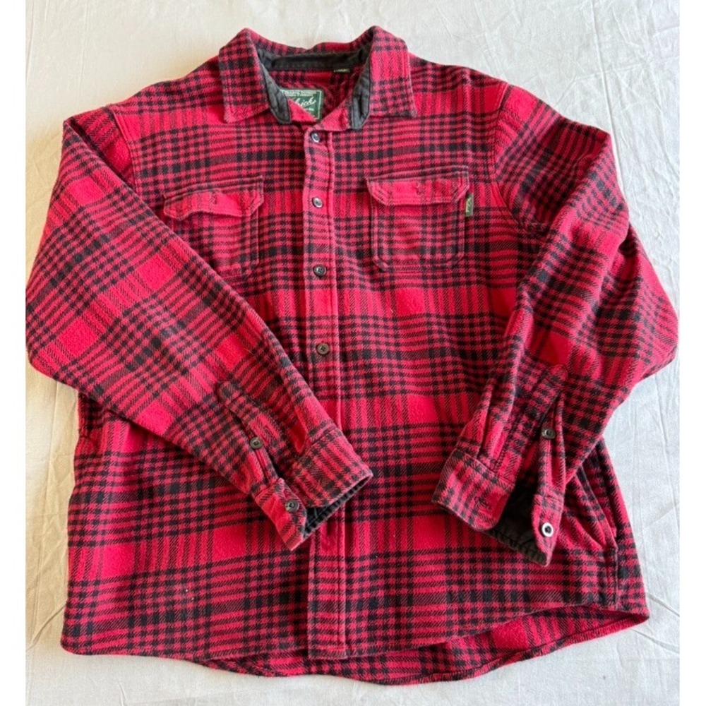 Woolrich Brawny Flannel Shirt Men's Extra Large XL Red Shacket